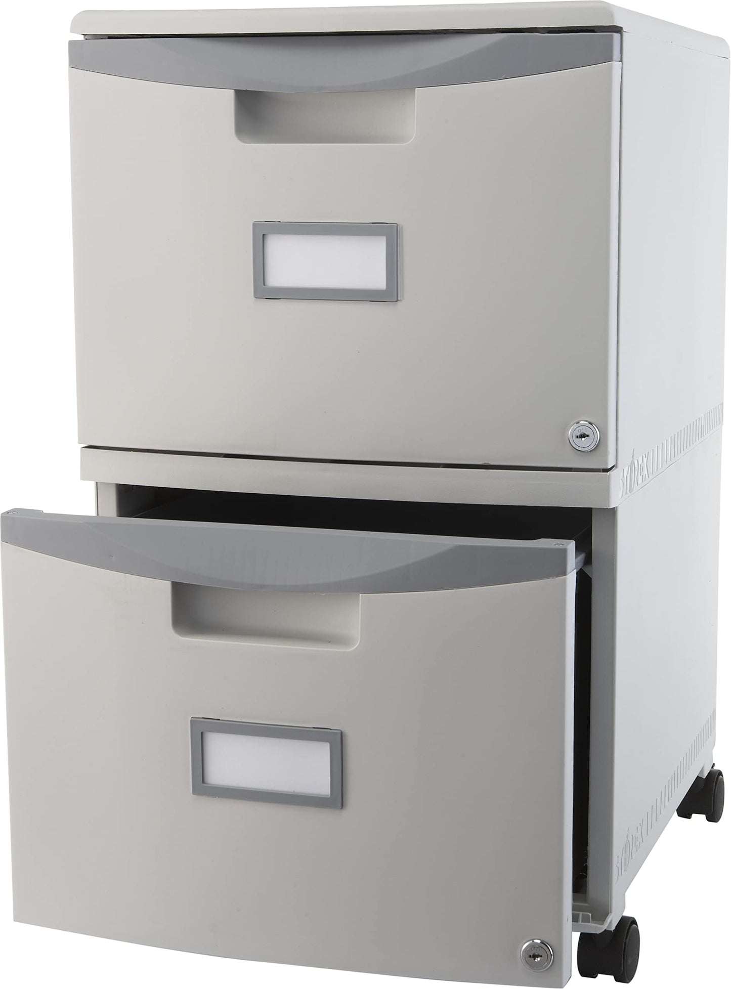 Storex Two-Drawer Mobile File Cabinet with Lock, 14.8 x 18 x 26-Inch, Gray (61301B01C)