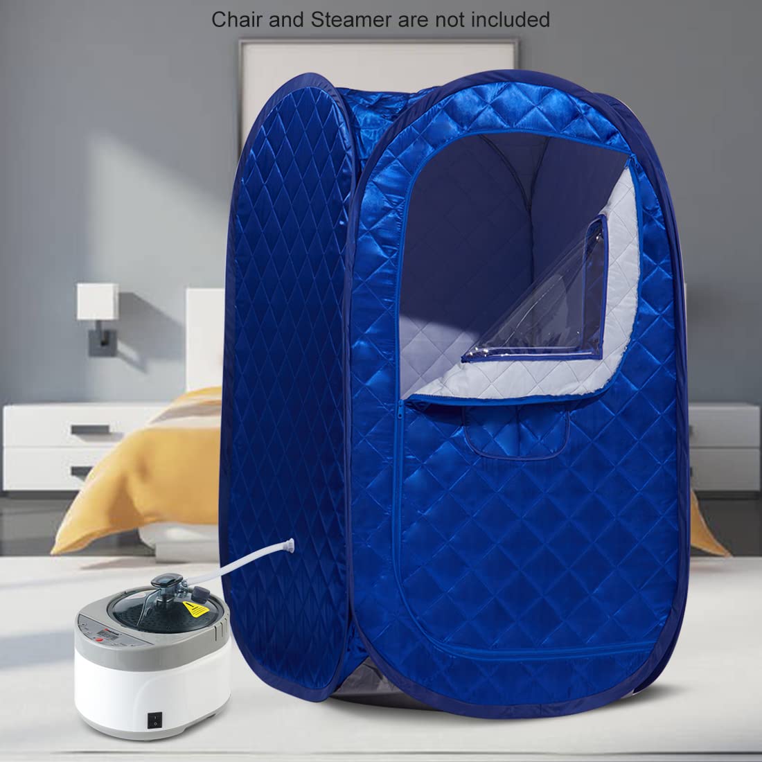 Smartmak Portable Steam Sauna Set, Foldable One Person SPA Tent with 4L Larger Steamer,Remote Control, Weight Loss&Detox- Blue