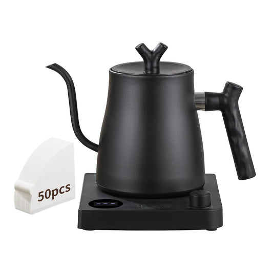 MOUTIUS Water Kettle Electric,Gooseneck Electric Kettle with 50pcs Coffee Filter,±1℉ Temperature Control, Fast Heating, Stainless Steel Interior, Ideal for Precise Pour-Over Coffee and Tea