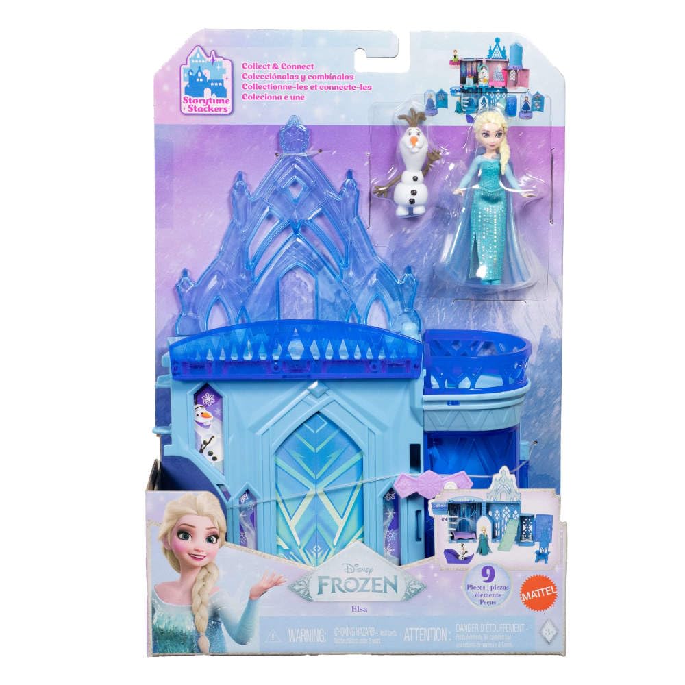 Mattel Disney Princess Toys, Storytime Stackers Elsa Ice Palace, Stackable Castle Doll House with Small Doll & 8 Pieces, Inspired by The Disney Frozen Movies