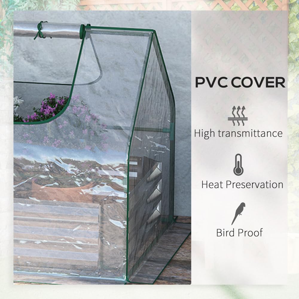 Galvanized Steel Raised Garden Bed with PVC Greenhouse Cover for Vegetables Herbs and Flowers 6 ft x 3 ft Outdoor Use