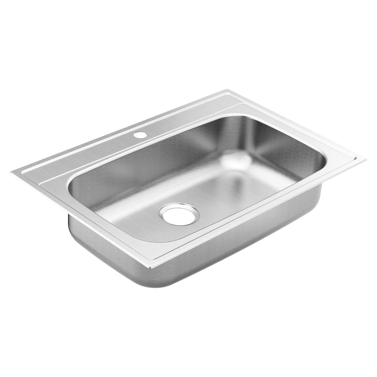 Moen GS181631BQ 1800 Series 33-inch 18 Gauge Drop-in Single Bowl Stainless Steel Kitchen Sink, 7-inch Depth, Featuring QuickMount