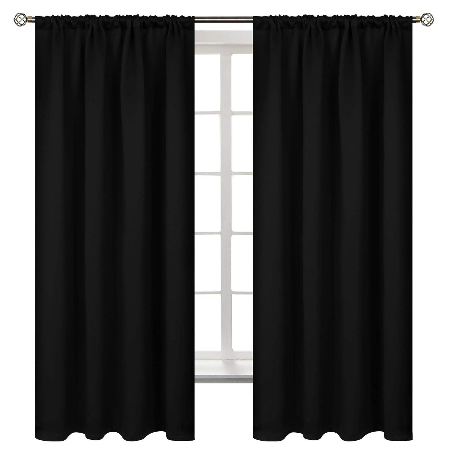 BGment Black Out Bedroom Curtains 63 Inch Length 2 Panels - Thermal Insulated Drapes with Rod Pocket Room Darkening Privacy for Living Room, 42 x 63 Inch
