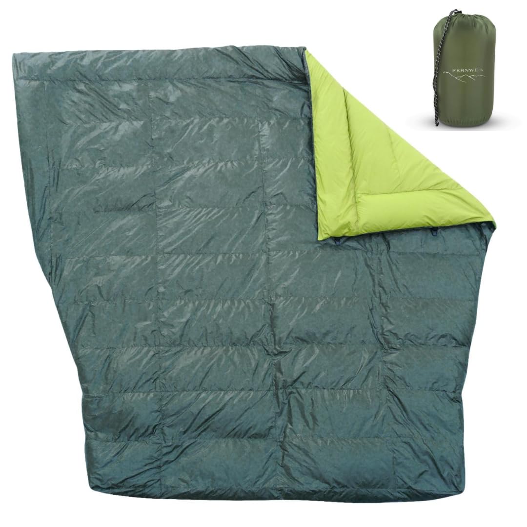 Two-Person Double Wide Sleeping Bag Top Quilt - 850 Down Ultralight Camping Blanket - 3.3 lbs, 30°F Rated, Water-Resistant Backpacking Quilt