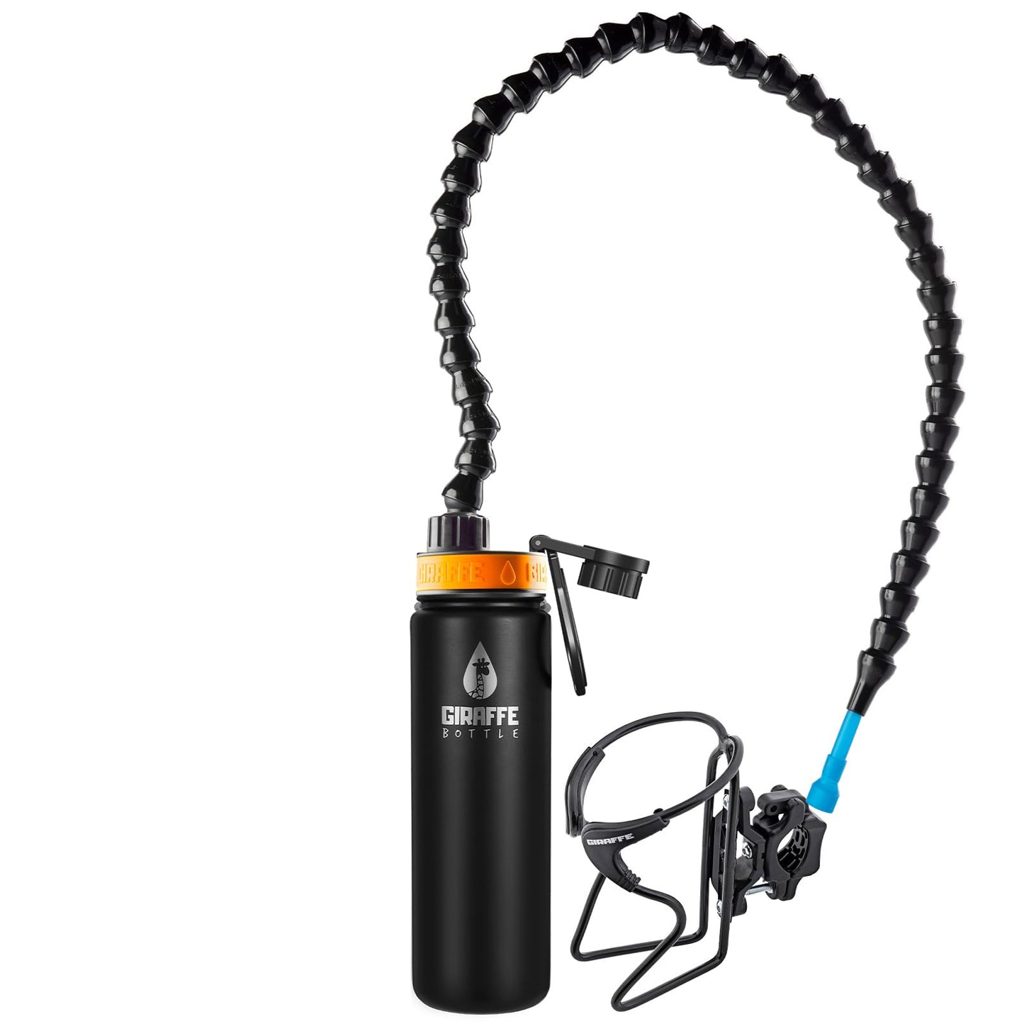 Giraffe Bottle Tower XL Hands Free Drinking System, Insulated Stainless Steel Bottle, with Round Tube Mounted Bottle Holder (length 36 in / 91 cm)