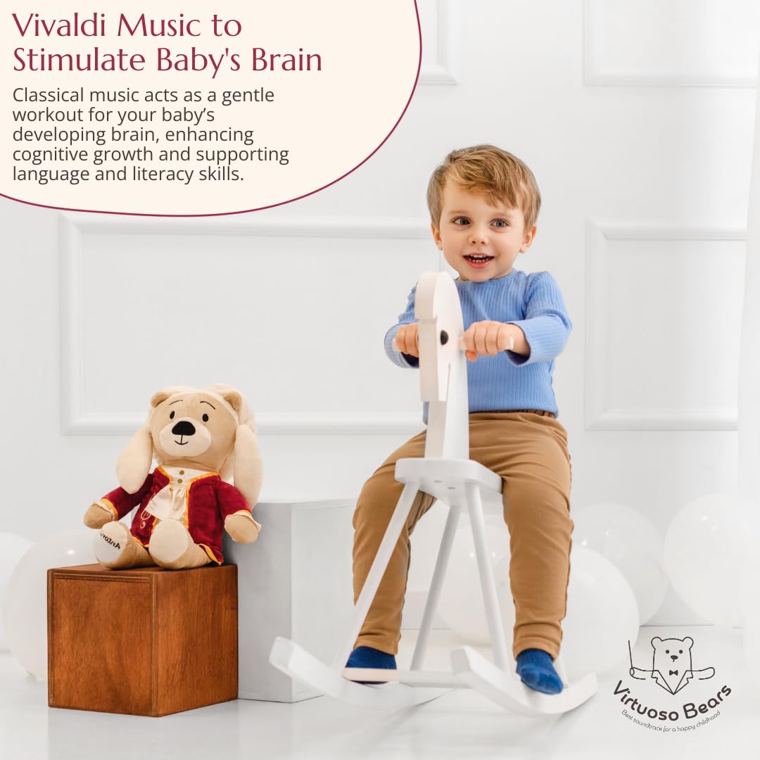 Vivaldi Virtuoso Bear – Dual-Mode Plush Toy with Music & Comfort Features, Plays 40 Mins of Classical Music & White Noise for Babies & Toddlers