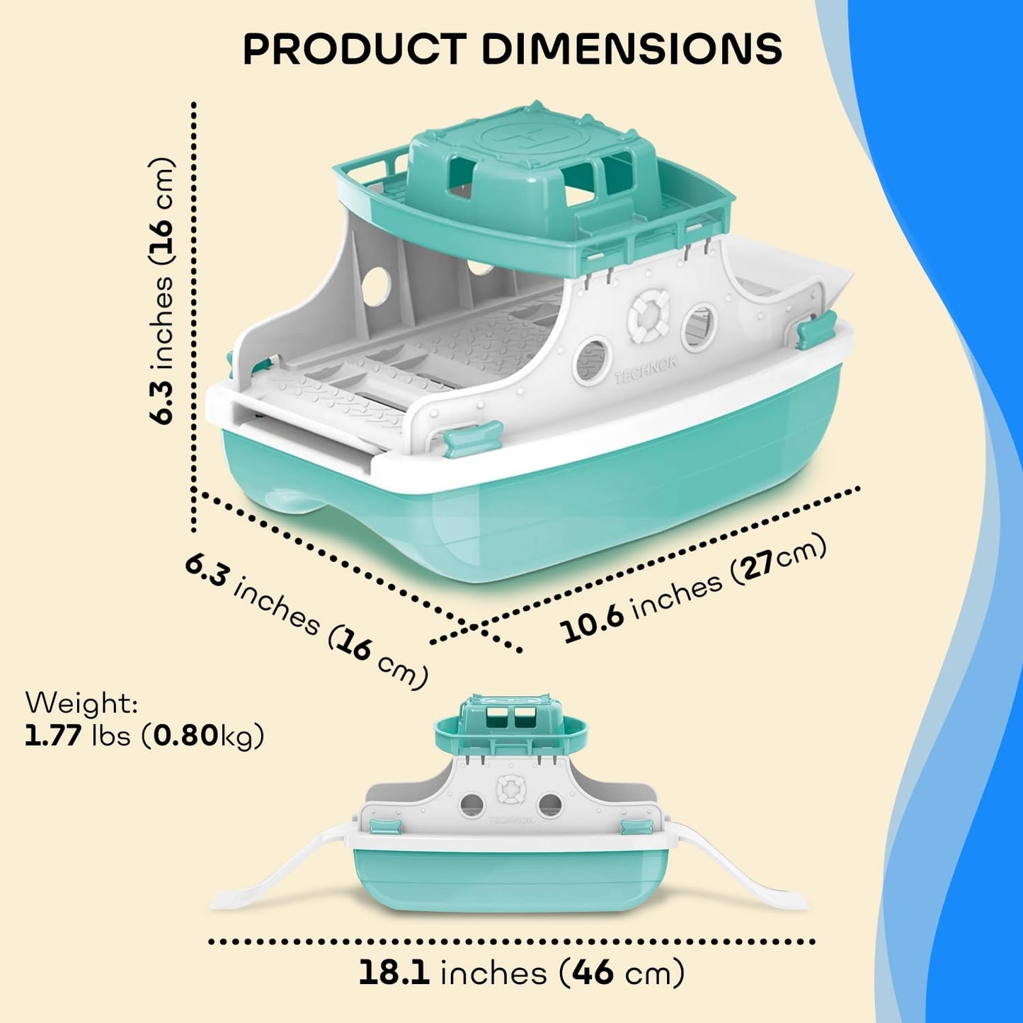 uToyz Ferry Boat Kids Bath Toy Set – 17 Pcs Toddler Pool Toys with Stacking Cups, Toy Ferry Boat, Train, 2 Cars & A Helicopter Addition for Fun Water Play, Toddler Bath Toys for 1 Year Old & Up