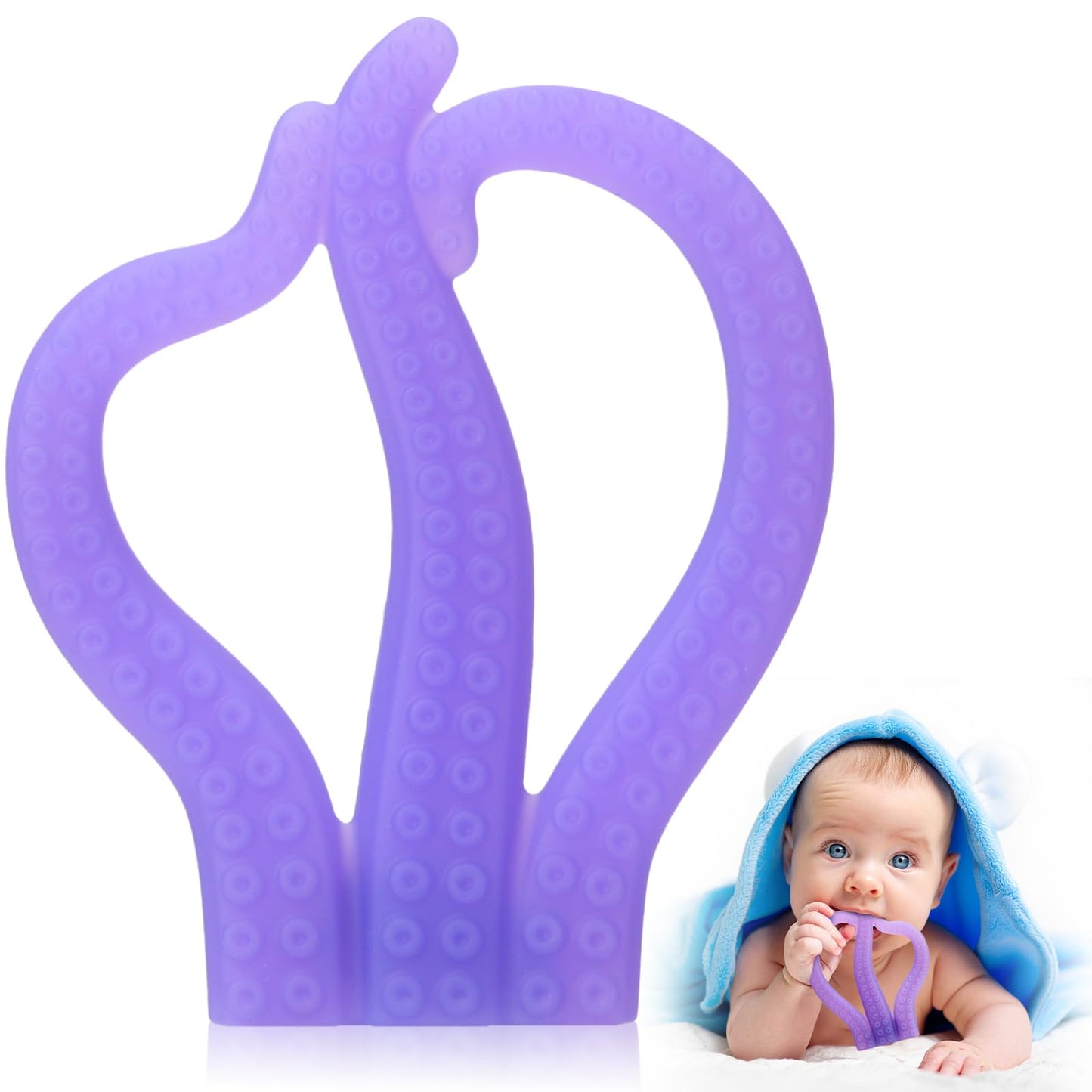 Teething Toys 3-6 Months, Baby Teethers 6-12 Months, Silicone Teething Toys for Baby Relief 0-12 Months, Octopus BPA-Free Chew Toy for Newborn, Sensory Toy Gift for Boy Girl-B