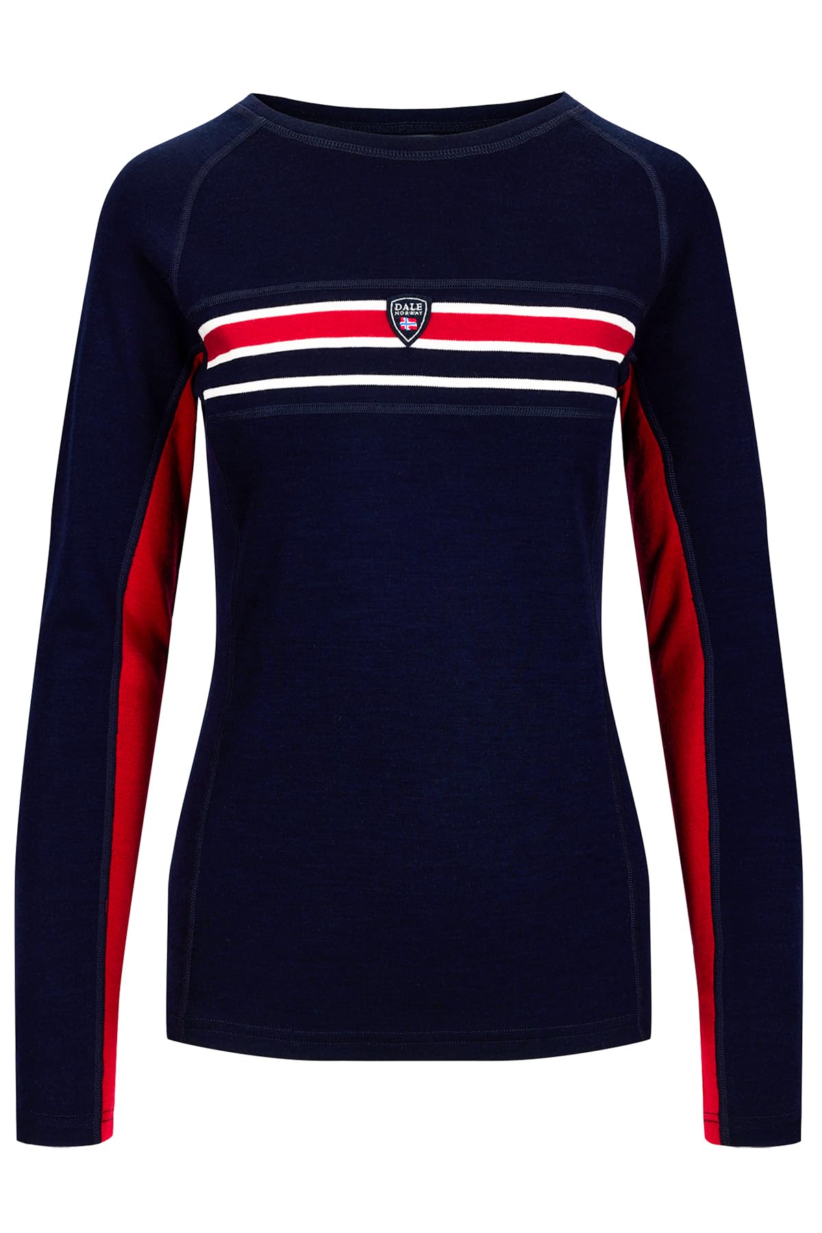 Dale of Norway Aksla Sweaters for Women - Base Layer Merino Wool Sweater (US, Alpha, X-Small, Regular, Regular, Navy Red OffWhite)