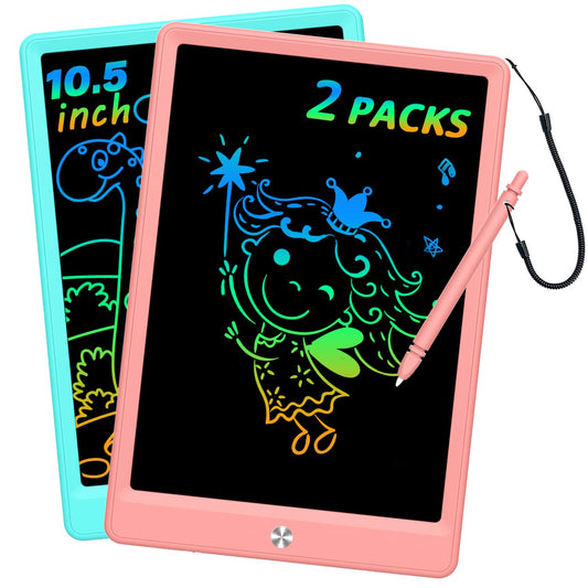 BUKEBU LCD Writing Tablet Doodle Board, Colorful Drawing Pad, Electronic Drawing Tablet, Drawing Pads,Travel Gifts for Kids Ages 3 4 5 6 7 8 Year Old Girls Boys (10.5 inch, Blue&Pink)