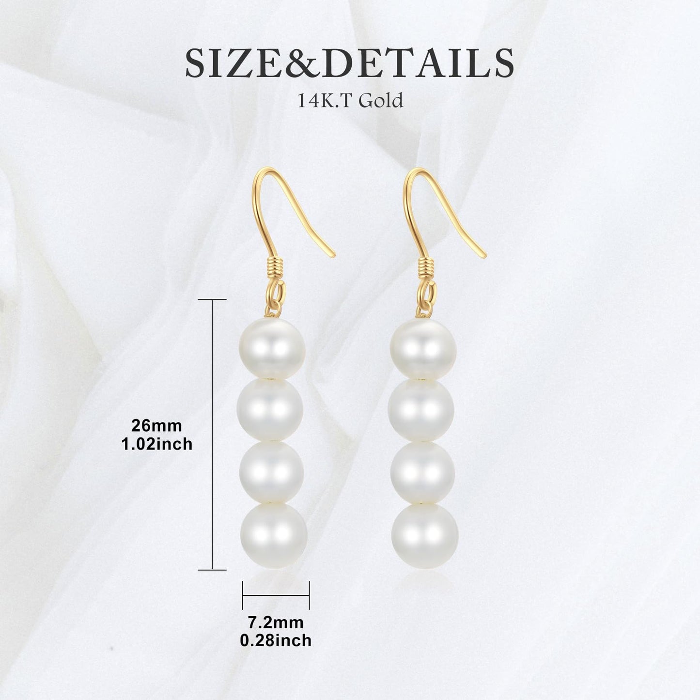 14K Gold Cubic Zirconia Wing Freshwater Cultured Pearl Necklace and Dangle Earrings Set, Fine Jewelry for Women