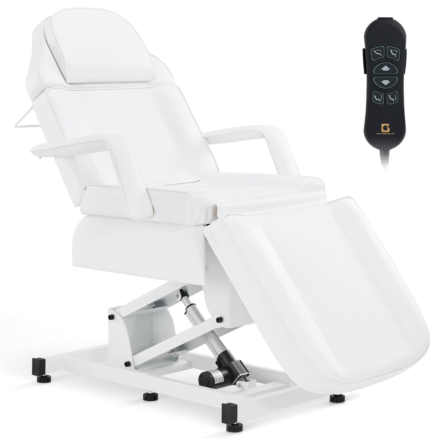 BarberPub Fully Electric Facial Bed with 3 Motor for Esthetician, Electric Tattoo Chair for Client, Facial Bed for Esthetician, Electric Adjustment 2751 (White)
