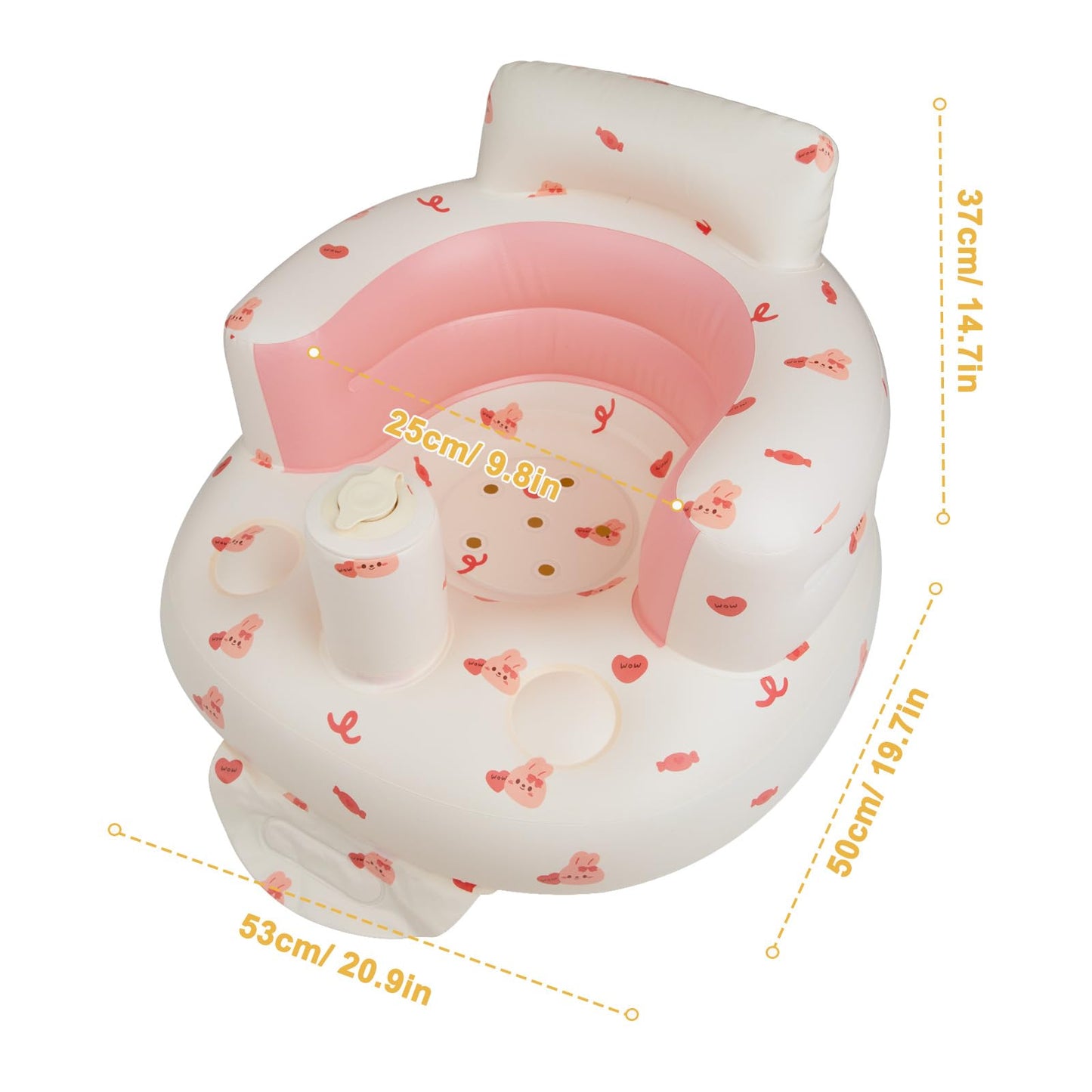 EKEPE Inflatable Baby Chair with Built in Air Pump, Sit me Up Floor Seat for Baby 3 Months & Up, Blow Up Baby Seats for Infants for Sitting Up - Bunny