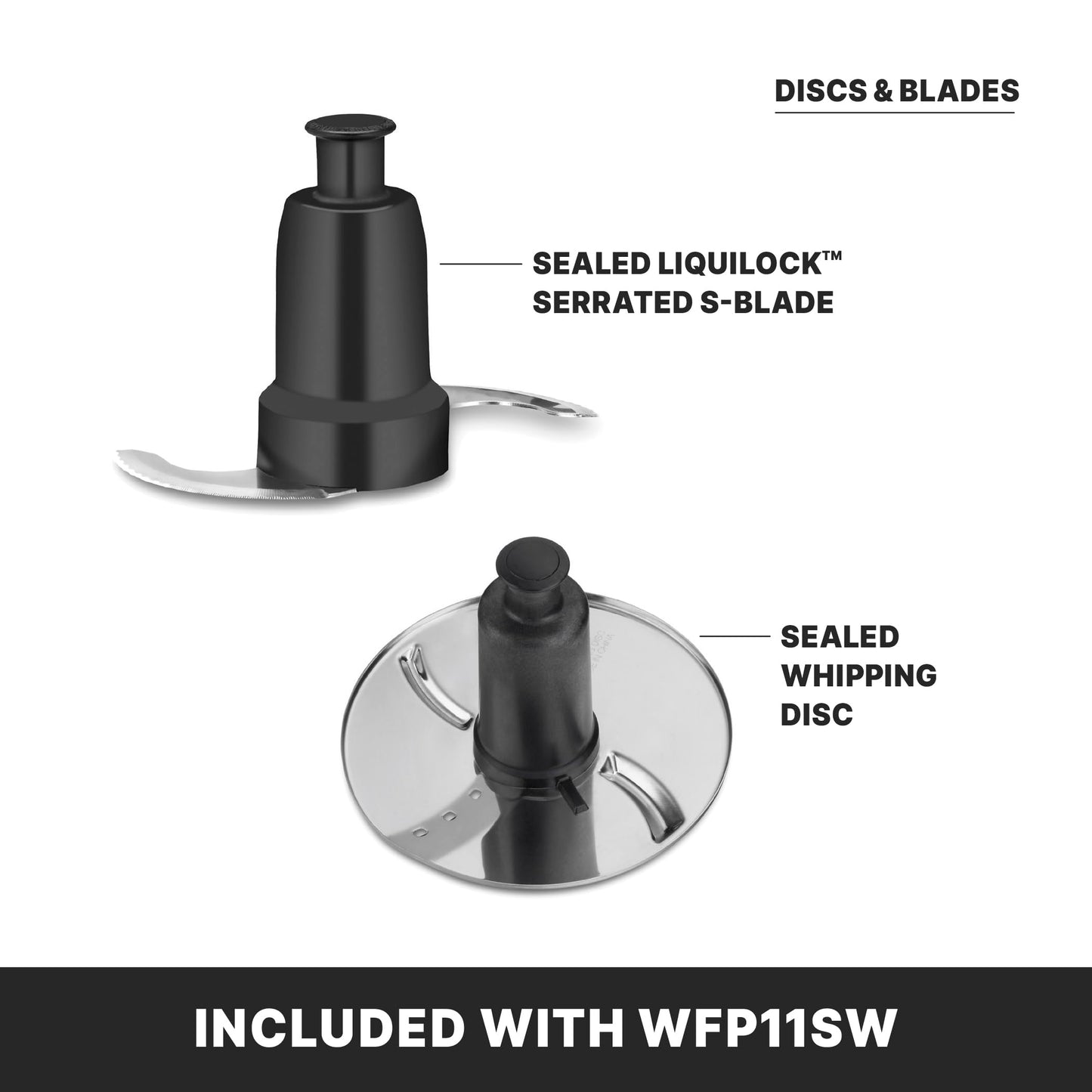 Waring Commercial WFP11SW 2.5 Quart Food Processor, 3/4 HP Motor, Low Profile Design, Patented LiquiLock Seal Bowl System, Includes Whipping Disc and a Standard S blade for Chopping, Pureeing, and Emulsyfying, 120V, 5-15 Phase Plug