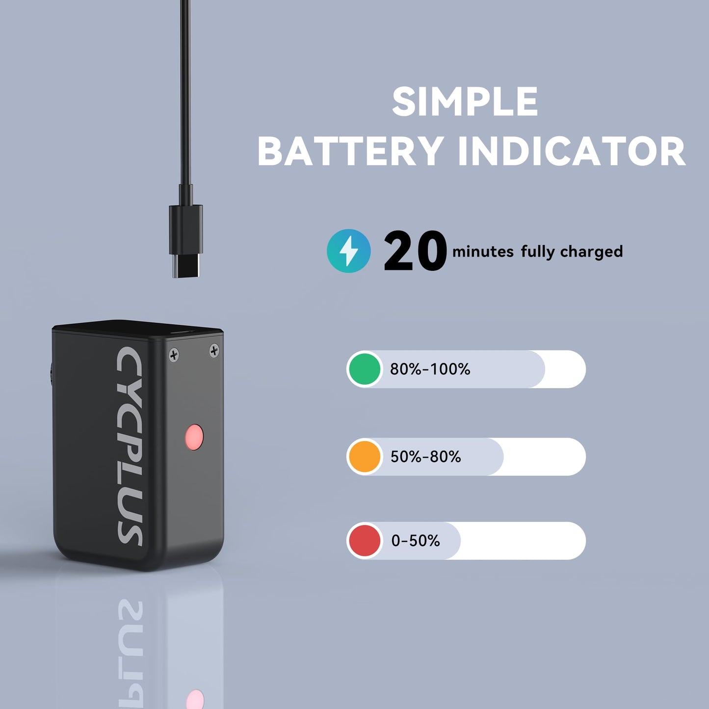 CYCPLUS AS2 Tiny Pump Bike Pump Portable Ultra-Mini 100PSI Electric Bicycle Pump Type-C Rechargeable Battery, No Pressure Display(Black)