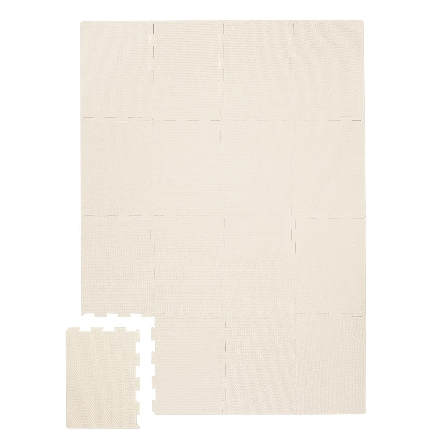 3 Sprouts Baby Foam Play Mat - Soft Foam Floor Tiles for Kids with Interlocking Puzzle Mats for Toddler Playroom - Safe 100% EVA Pads, Non-Toxic Waterproof Playmat - Cream