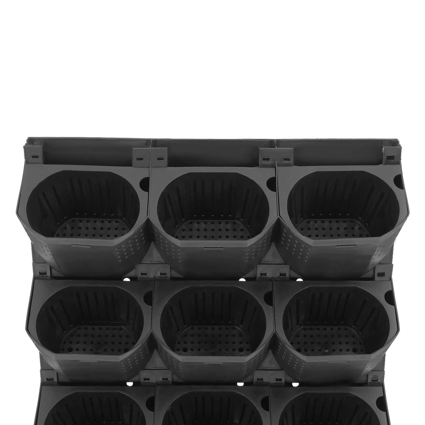 REBaiYU Wall Mounted Planter with 36 Pots,Built-in Water Reservoir & Aeration Holes, 180LBS Load Capacity, Snap-On Design for Indoor/Outdoor Flowers, Vegetables, Grass (Black)