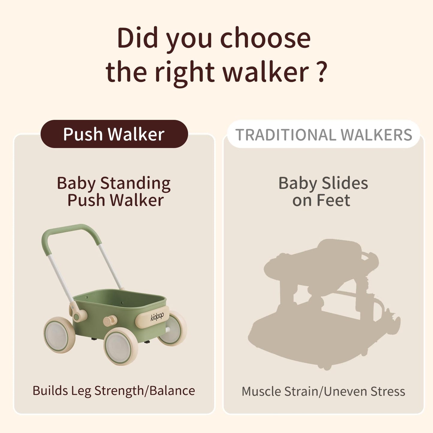PULA Baby Push Walker with Wheels Toddler Wagon for First Learner Baby Toys 6-12 Months, 1 Year Old Birthday Gifts, Indoors and Outdoors (Black)