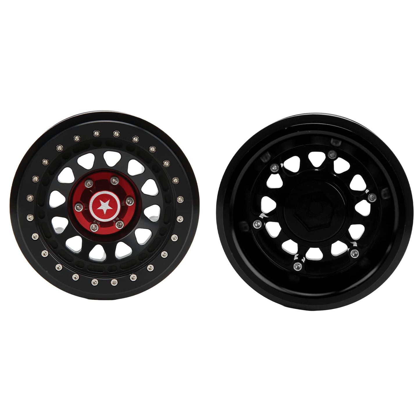 4 PCS 2.9 Inch Wheels 12 Hole Alloy Wheels, 1/6 Car Wheels for AXAIL SCX6 1/6 Car(Black)