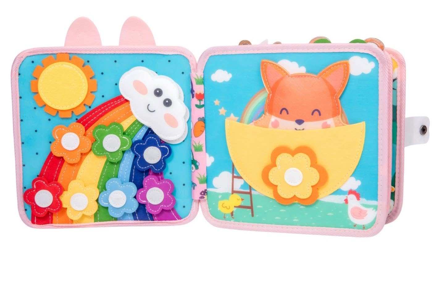 Bunny Montessori Busy Book for Toddlers 1-3- Preschool Felt Quiet Busy Book with Animal Sensory Mats- Early Learning Set for 1 2 3 Years Old Autism Sensory Toy-Airplane Travel Toy for Kids Girls Gifts