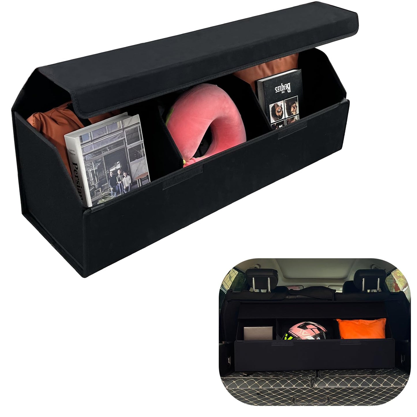 RAHALOY Custom Fit Trunk Organizer for Honda CR-V 2017-2026, Foldable Collapsible Storage Box | Suede Cargo Organizer for SUV Road Trips, Groceries & Sports Gear, 38.6 Inch