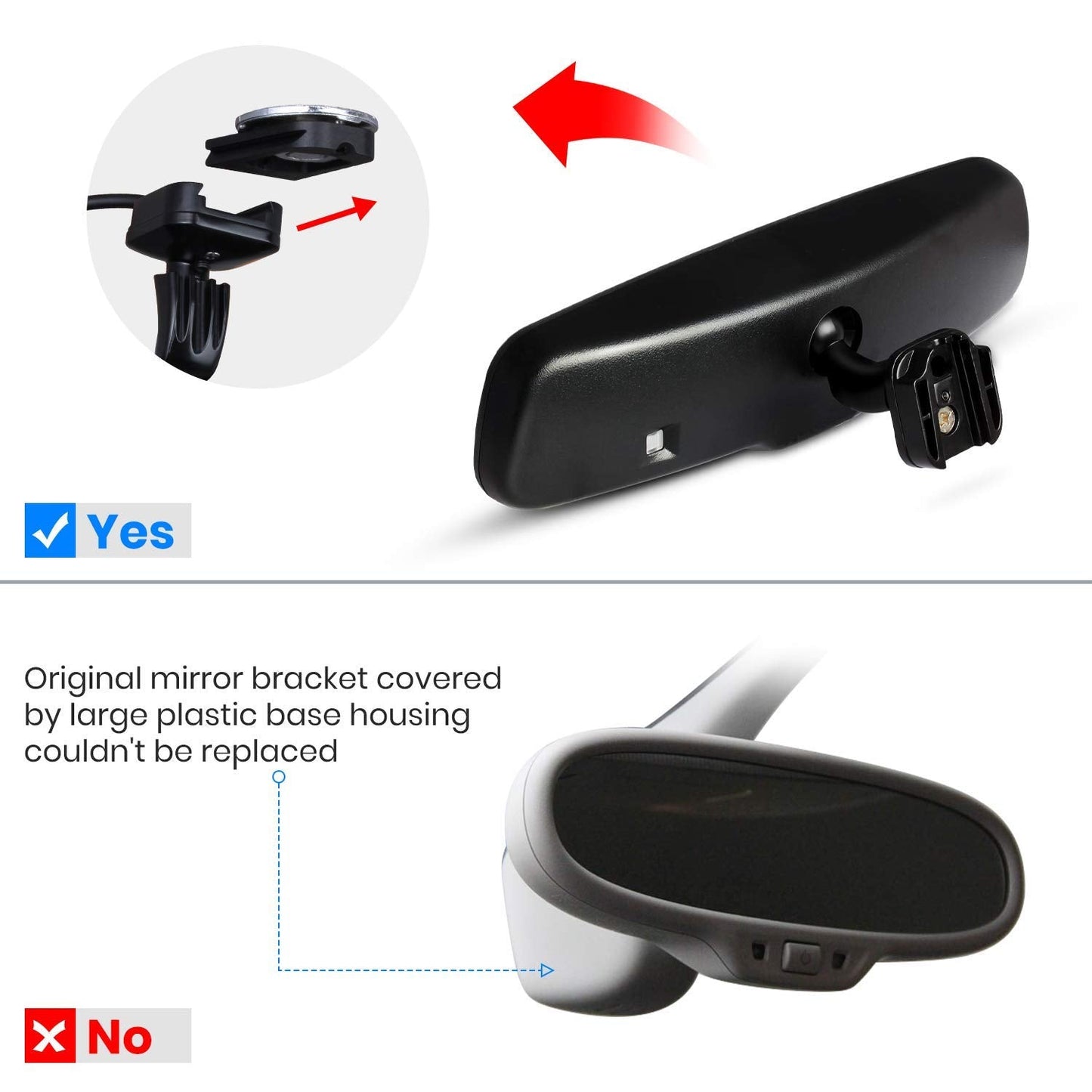 Rear View Mirror Camera with 4.3” Monitor: Super Night Vision OEM Rearview Mirror Backup Camera with IP 68 Waterproof Back Up Camera for Car, Rearview Mirror for Parking & Driving Safety AUTO-VOX T2