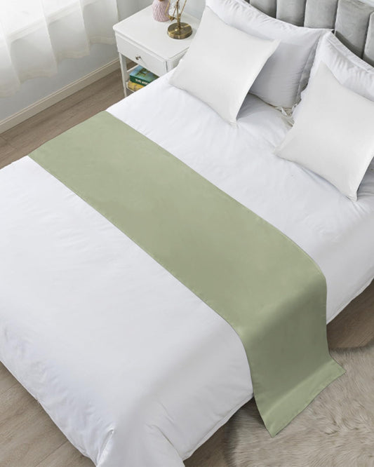 Ldtrchee Sage Green Bed Runner for Queen Size Bed, Farmhouse Decorative Bed Scarf Throws for Foot of Bed, Sage Green Color Luxury Bedding Protector Slipcover Bed Runners for Hotel/Home, 83 x 20 Inch