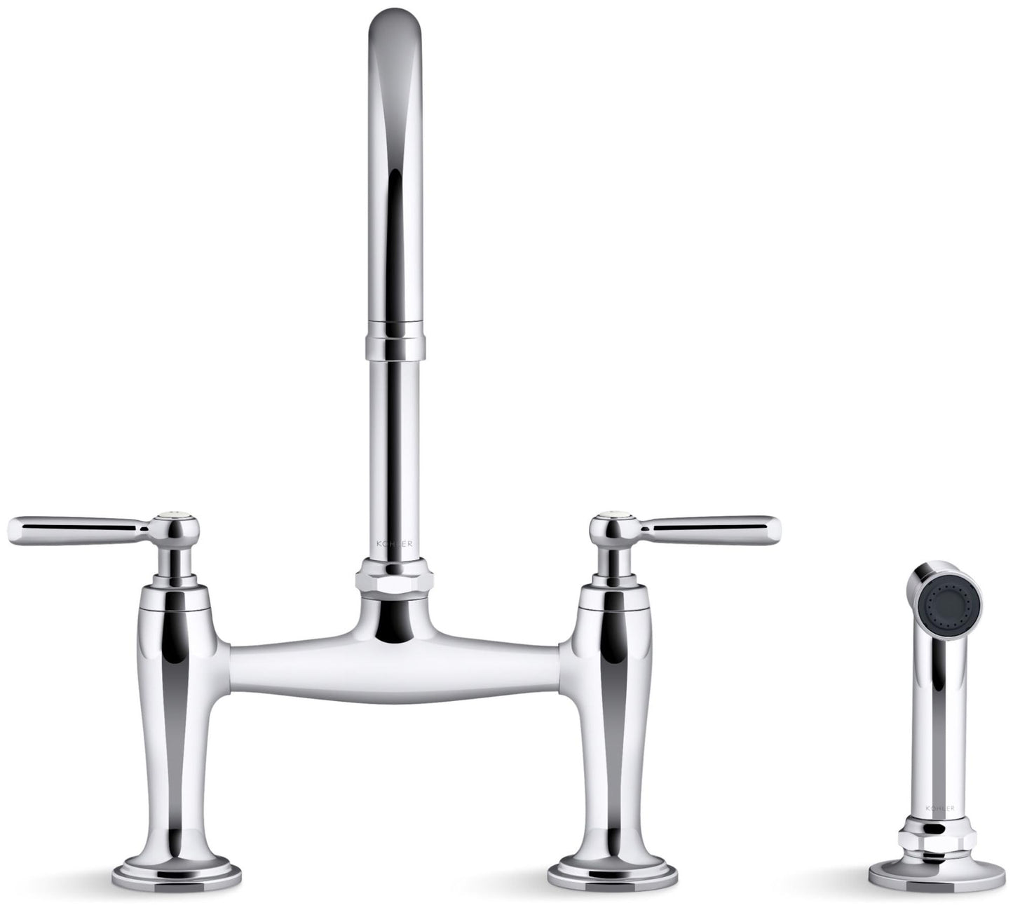 Kohler K28356-CP Edalyn by Studio McGee 1.5 GPM Widespread Bridge Kitchen Faucet - Includes Side Spray Polished Chrome