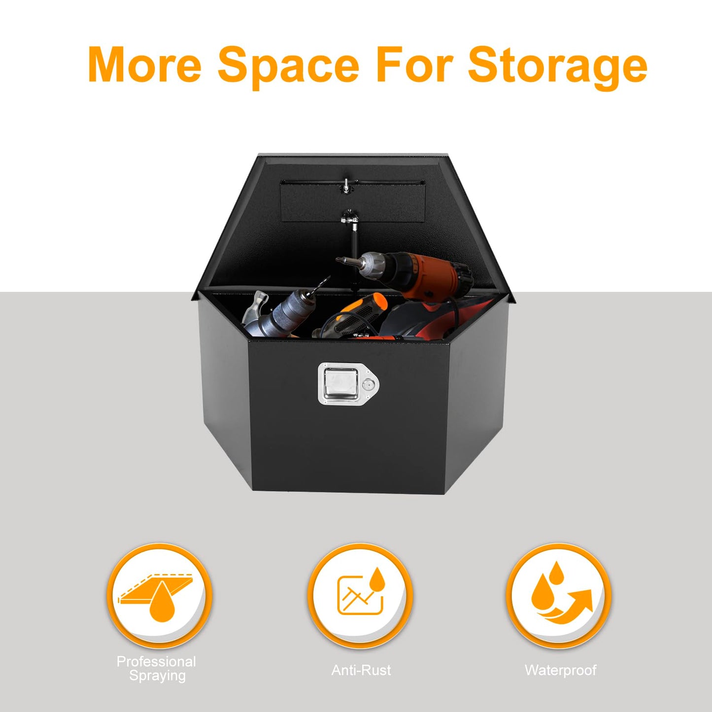 COOLBAG Trailer Tongue Tool Box, Steel Storage Truck Tool Box,26.6 x 13.6 x 11.9 Tool Chest Organizer w/Lock and Keys For Pickup,Truck Bed, RV, Trailer,Heavy Duty Waterproof Black box