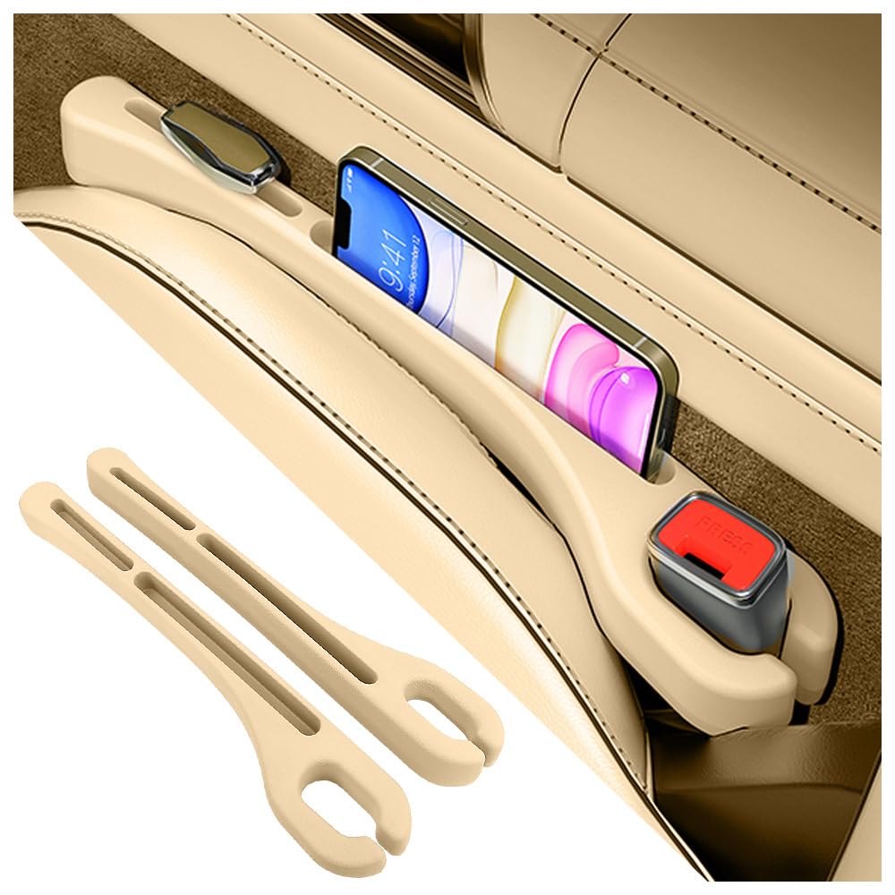 2PCS Car Seat Gap Filler Organizer with Phone Holder,[Upgrade Version] Car Seat Gap Organizer for Prevent Falling,Essential Car Accessories Car Side Seat Gap Filler (Black)
