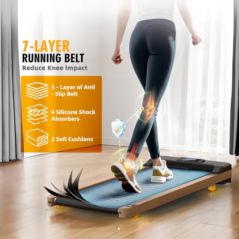 Maksone Under Desk Treadmill, Expert of Wooden Walking Pad, Walking Jogging Machine with Remote Control, Installation-Free