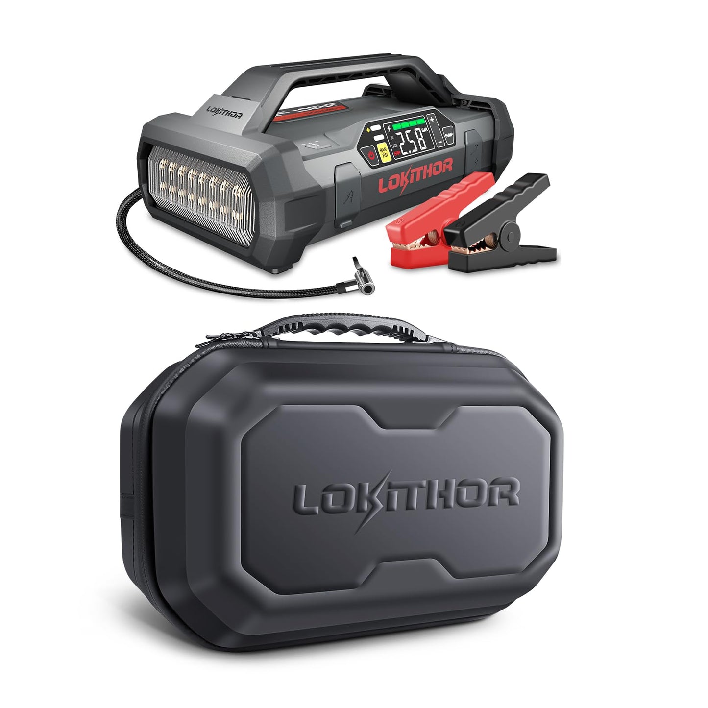 LOKITHOR JA301 2000Amp Jump Starter with 150PSI Air Compressor and JA Bag EVA Protection Case for JA300/JA301/JA302/JA400/JA401/JA3000 Jump Starter with air Compressor