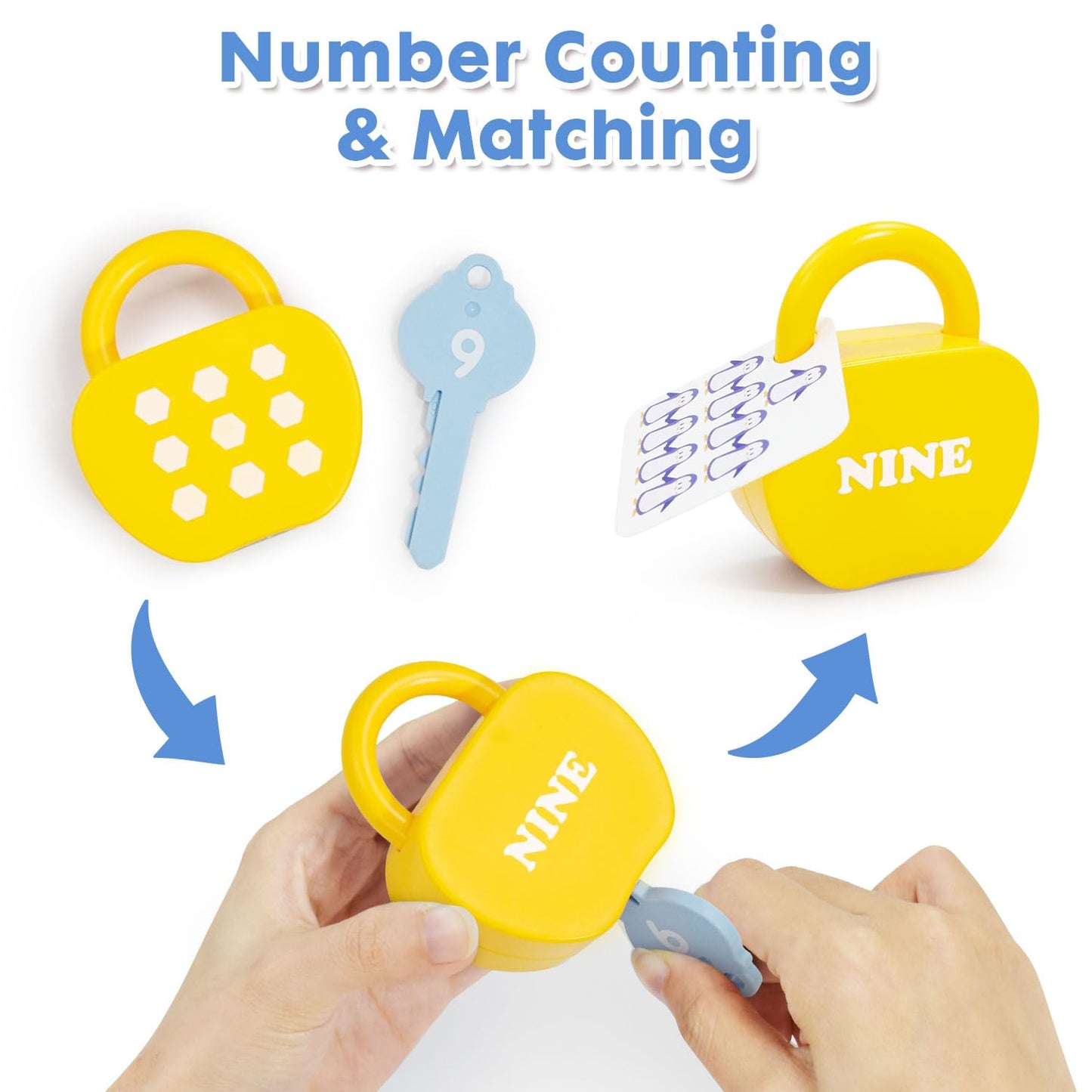 Meemazi 10 Sets Lock and Key Sensory Toy, Number Counting & Matching Math Games, Preschool Learning Activities, Educational Montessori Toddlers Toys for 3 Year Old