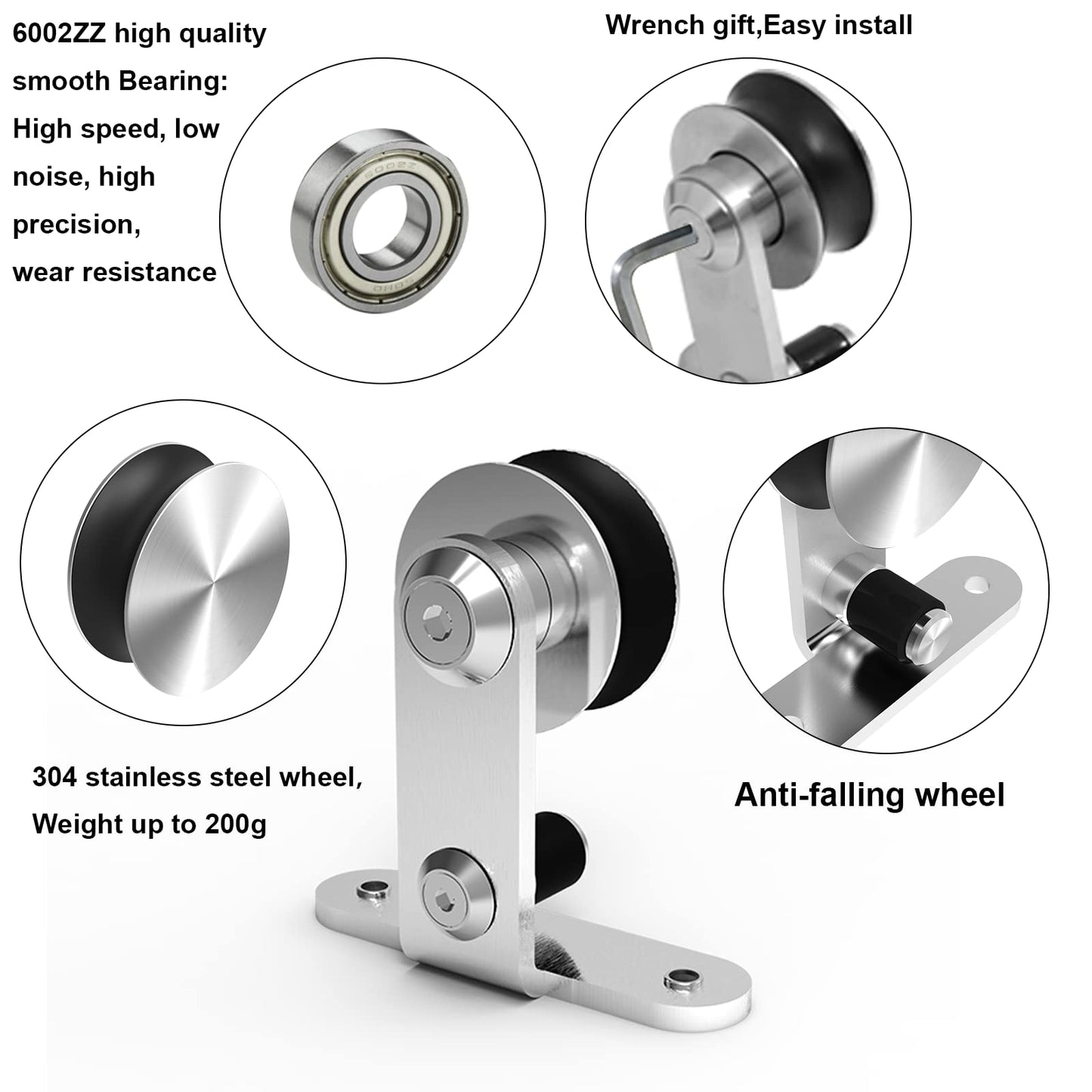 TSMST 11FT Sliding Barn Door Hardware Kit, Top Mount Stainless Steel Heavy Duty Sturdy Barn Door Track for Double Wood Door, Slide Smoothly Quietly (T Style)