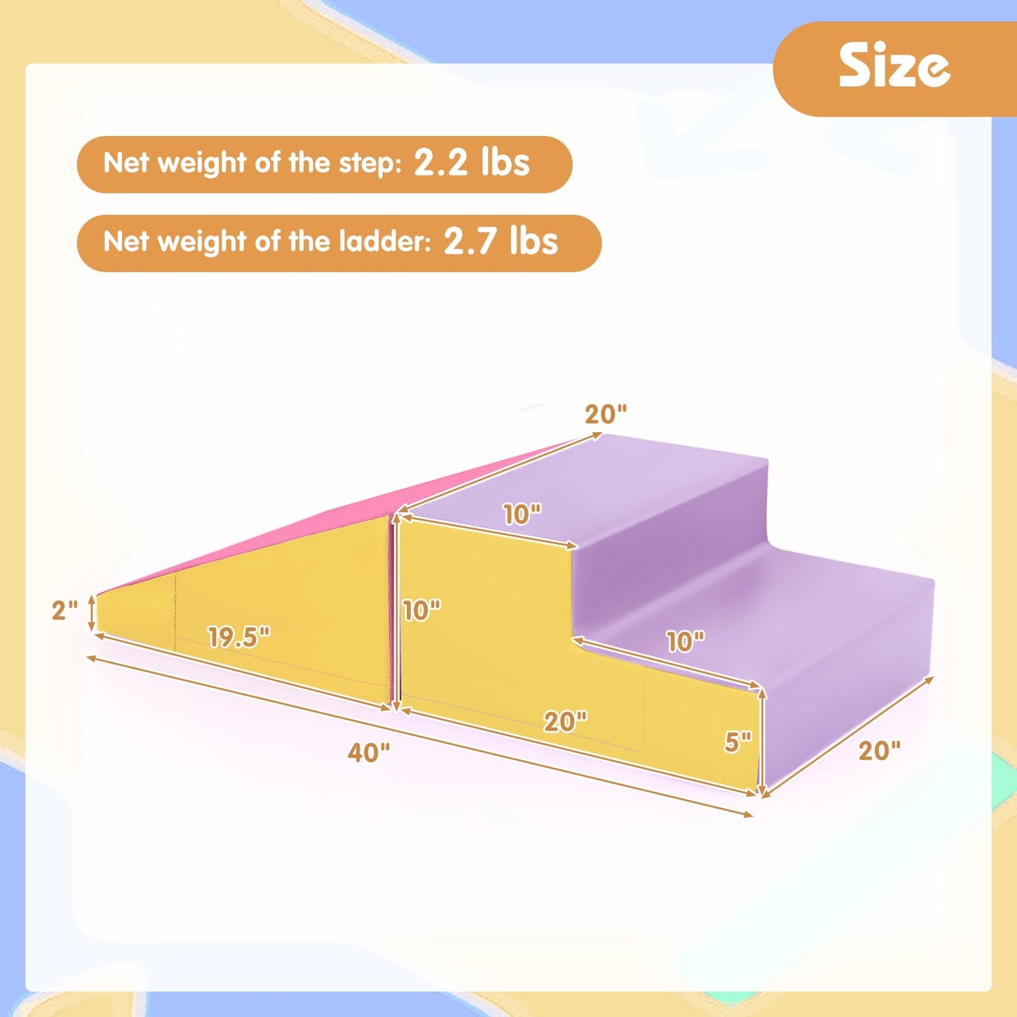 Costzon Climbing Toys for Toddlers, Soft Play Set for Crawling, Climbing, Sliding, Indoor Active Play, 2 PCS Foam Climbing Blocks for Infants Baby Kids (Rose+Yellow)