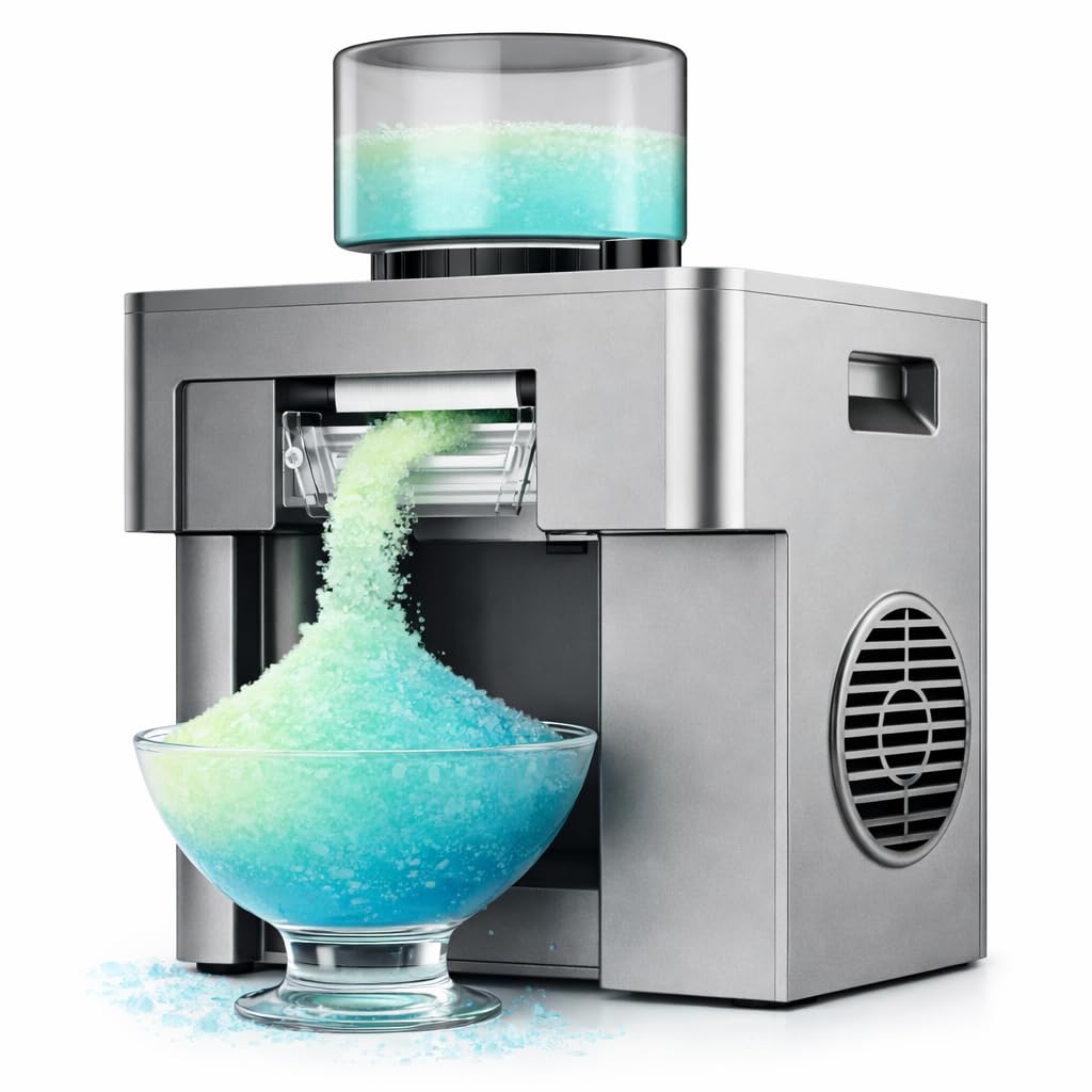 ICEMAGE Shaved Ice Machine, 60s Fast Slushie & Snow Cone Maker for Home, No Pre-Freezing, 15 Textures, All-Drink Compatible, 50dB Quiet, One-Touch Self-Cleaning, Compact for Parties & RVs