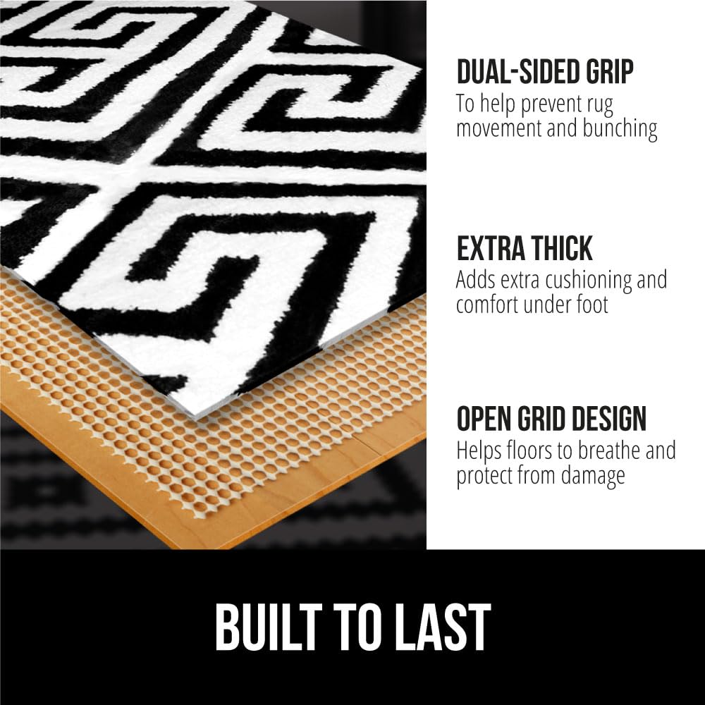 GORILLA GRIP Strong Rug Pad Gripper, US Designed, Grips Help Keep Area Rugs Safe and in Place, Slip and Skid Resistant Pads for Hard Floors, Under Carpet Mat Cushion and Hardwood Protection 2x3 FT