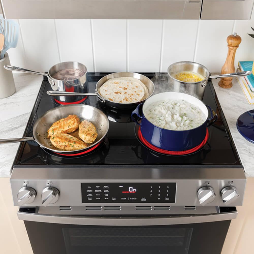 GE GRS500PVSS 30 in. 5 Burner Element Slide-in Electric Range in Stainless Steel with Crisp Mode