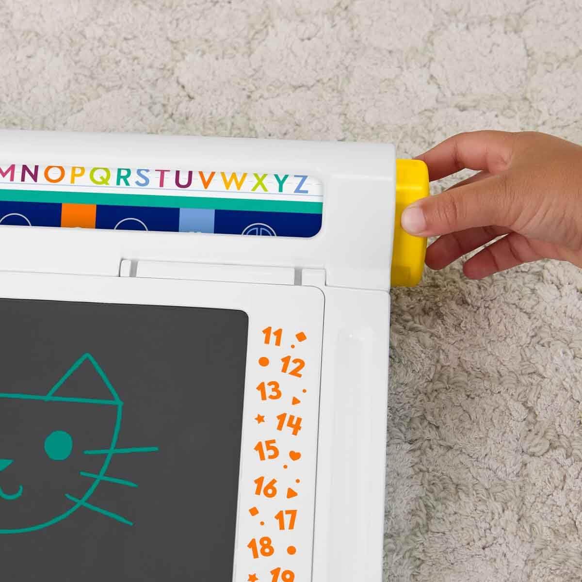 Fisher-Price Preschool Toy Learn & Doodle Desk Mess-Free Writing & Drawing Tablet with LCD Screen for Travel Creative Play Kids Ages 3+ Years