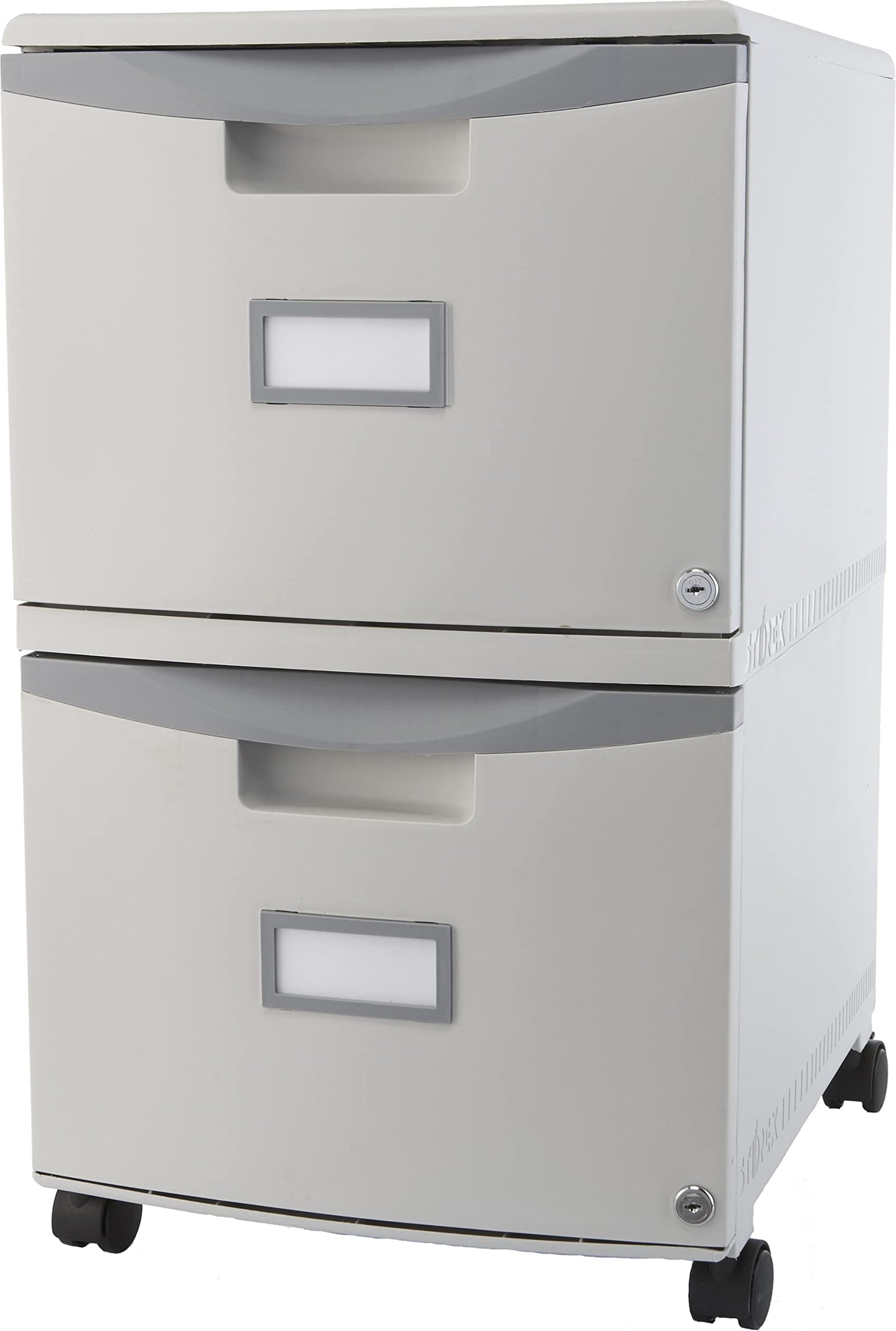 Storex Two-Drawer Mobile File Cabinet with Lock, 14.8 x 18 x 26-Inch, Gray (61301B01C)