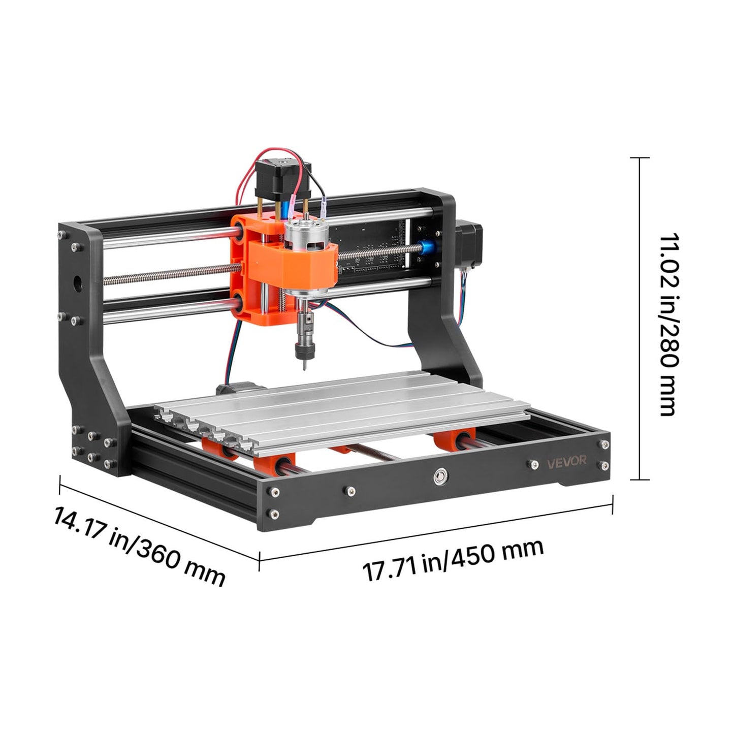 VEVOR 3018 CNC Router Machine, 60W Spindle, 3-Axis Wood Engraving Milling Machine, with 300 x 180 x 40 mm Working Area, Aluminum Alloy Construction, Rotary Knob, for Wood Acrylic Carving Cutting