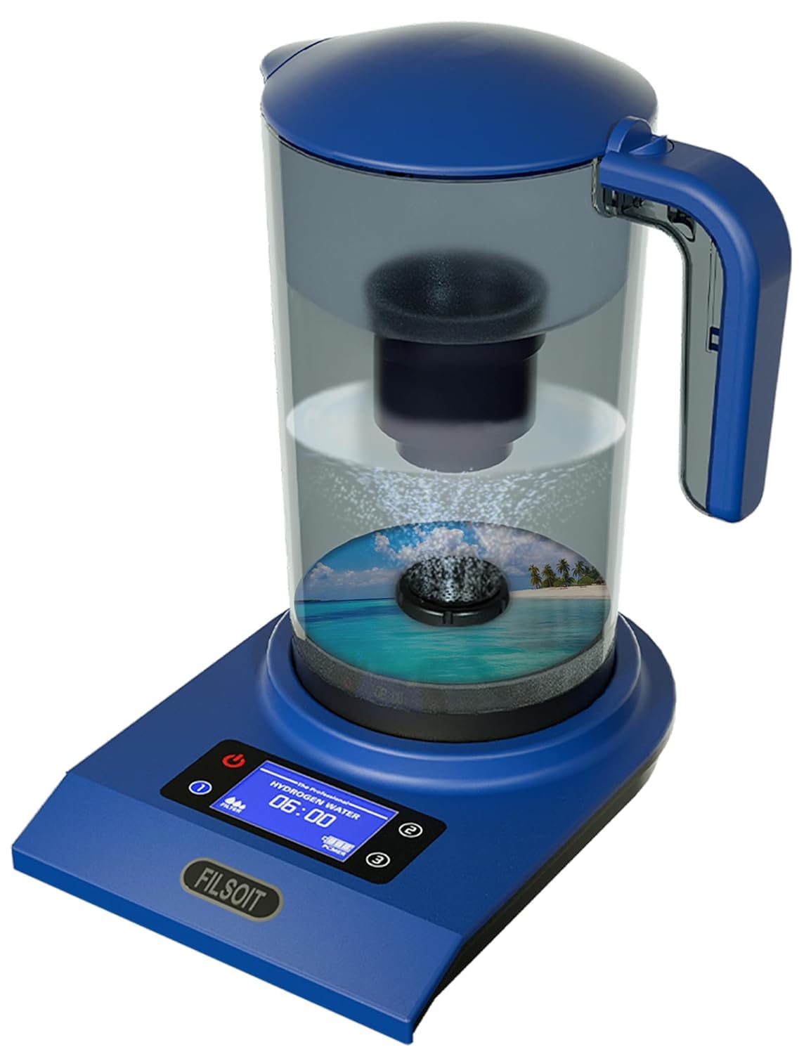 FILSOIT Hydrogen Alkaline Water Pitcher Maker Machine,Hydrogen Water Pitcher with SPE and PEM Technology(Lt.Blue)