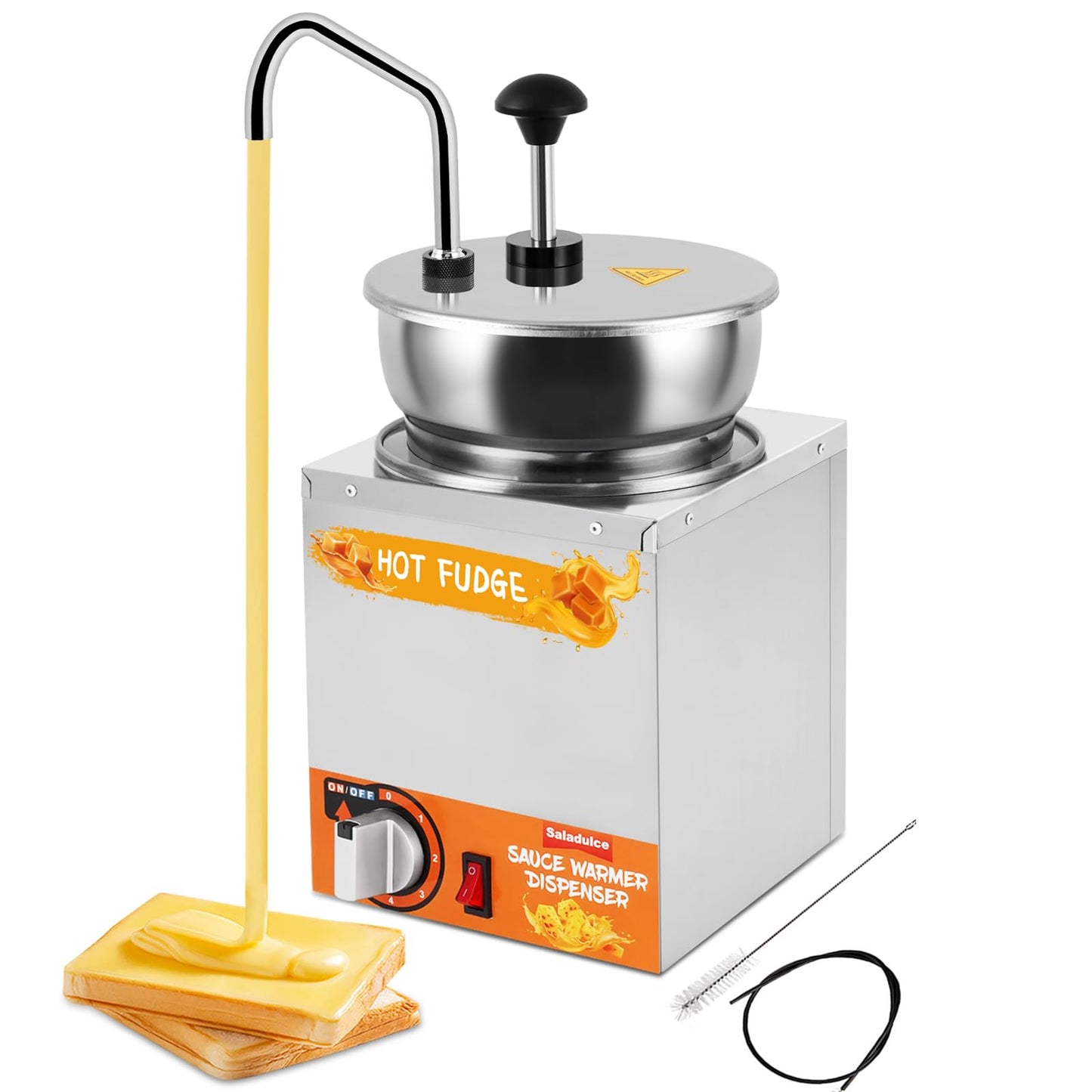 Saladulce 4.2Qt Nacho Cheese Dispenser Warmer Cheese Sauce Warmer with Cleaning Kits&9 Stickers, Pump Dispenser for Sauce Cheese Fudge Caramel