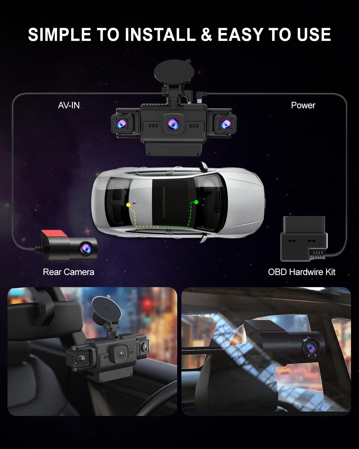 Dash Cam Front and Rear, 4-Channel 360° Coverage Car Dash Camera with STARVIS 2 Night Vision, GPS, 5.8GHz WiFi, 24H Parking Monitor, G-Sensor, 170° Wide Angle, 128GB Card Included
