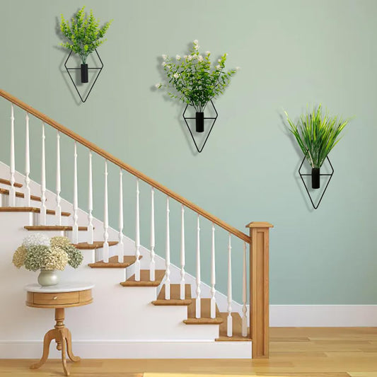 OrgMemory 3 Pack Wall Planters with Artificial Plants, Hanging Planter Vase Hanging Vases for Boho Home Decor, Wall Planters for Indoor Plants