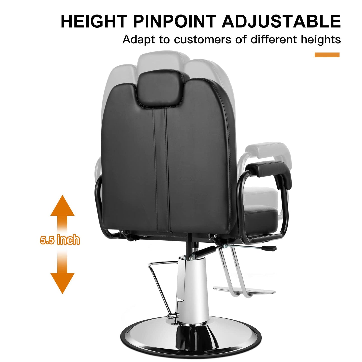 Artist hand Barbers Chairs, Heavy Duty Hydraulic Reclining Salon Chair Spa Furniture Shampoo Reclining Extra Wider Seat Beauty Hair Salon Equipment(Black)
