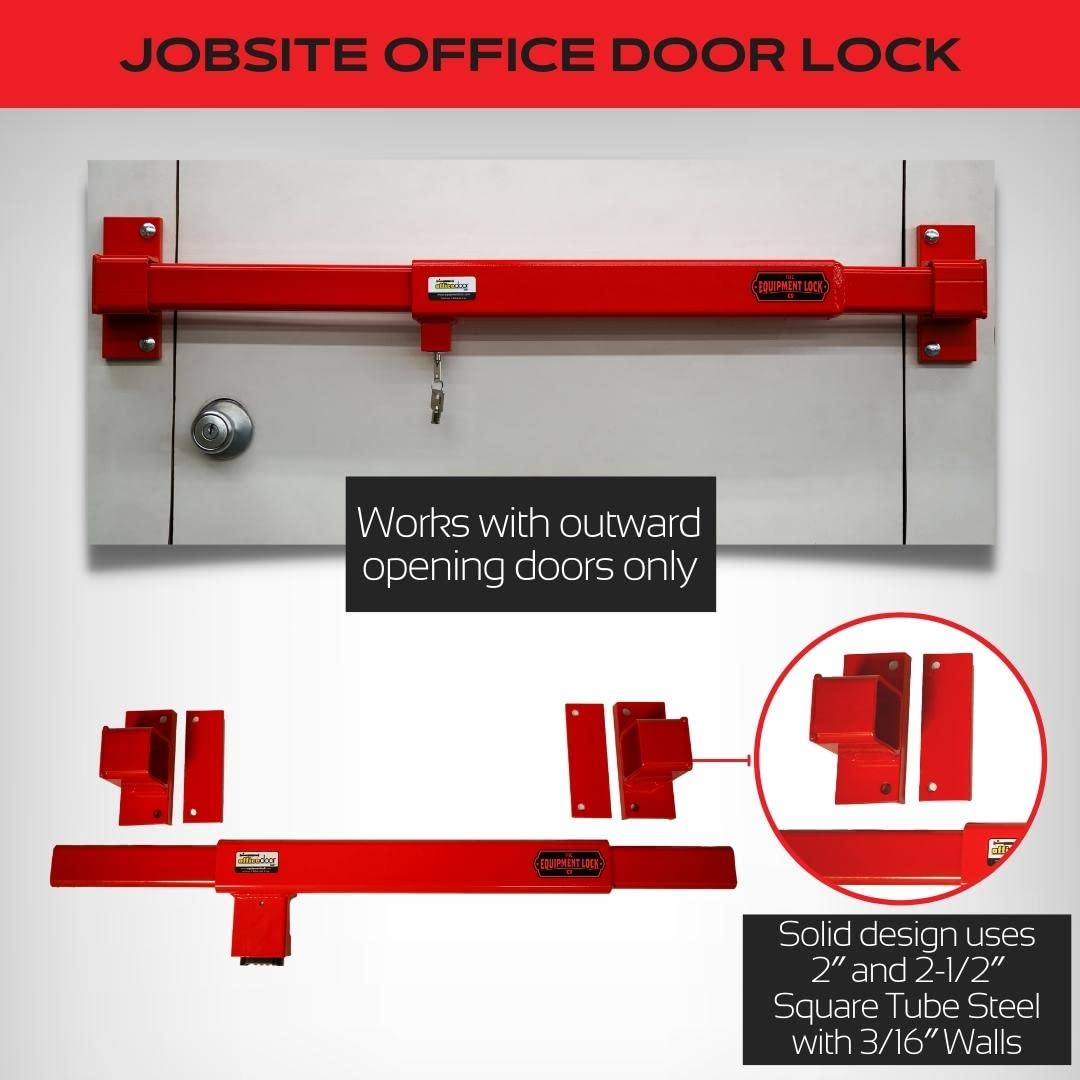 Equipment Lock Adjustable Door Security Bar - Security Lock Bar and Job Site Door Lock for Office Trailers, Warehouse Doors and Home Defense (Keyed Differently)