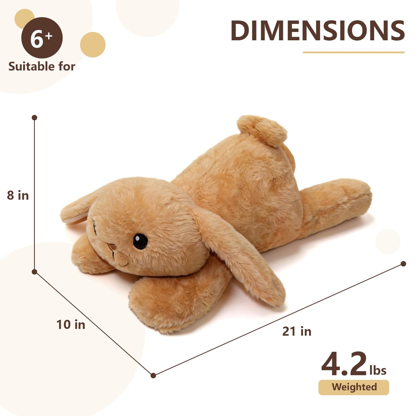 Fuzcomddle Weighted Stuffed Animals for Adults and Kids– 4.2 Lbs Bunny Weighted Stuffed Animal 21", Rabbit Plush Pillow, Birthday Christmas Holiday Easter Gifts for Women Adults & Kids