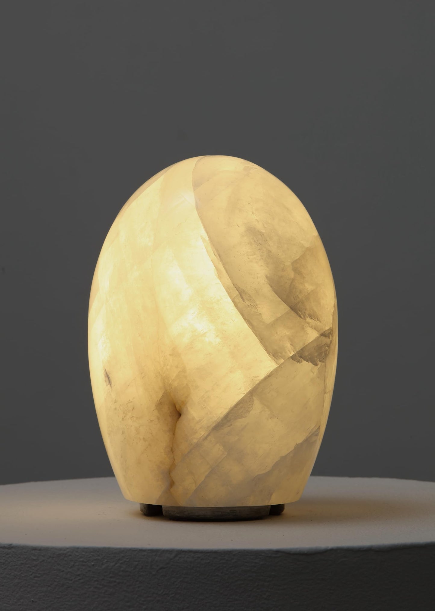 Artsolute Natural Calcite Stone Lamp – Handcrafted from Solid Crystal Stone, Dimmable Bedside Accent Light, Unique One-of-a-Kind Texture, Small Cylinder Table Lamp for Bedroom