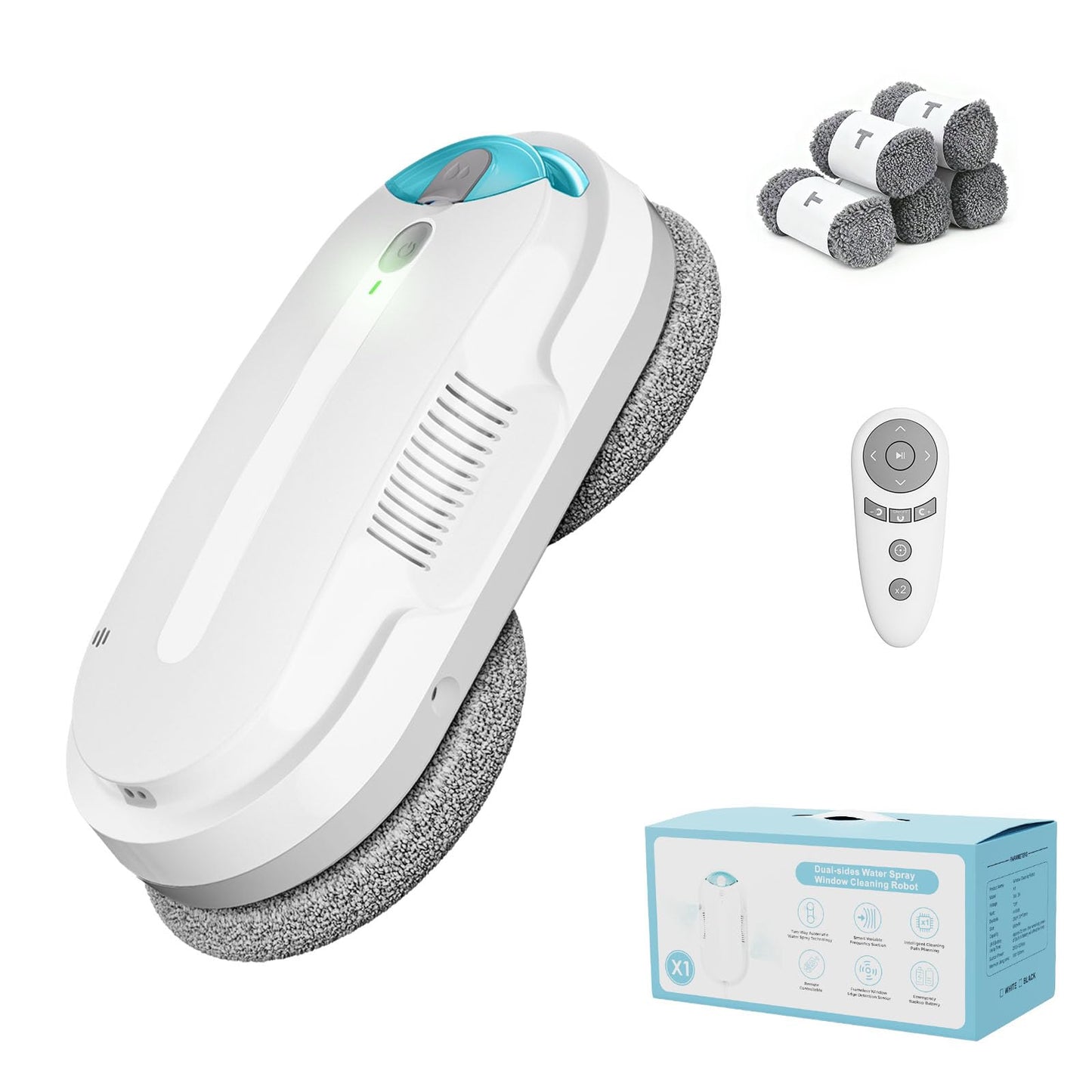 HIXZAP Smart Window Cleaning Robot with bidirectional ultrasonic Spray & 85ml Tank - Automatic Edge Detection, 2400-3200pa Strong Suction, Anti-Drop Protection for Effortless Cleaning